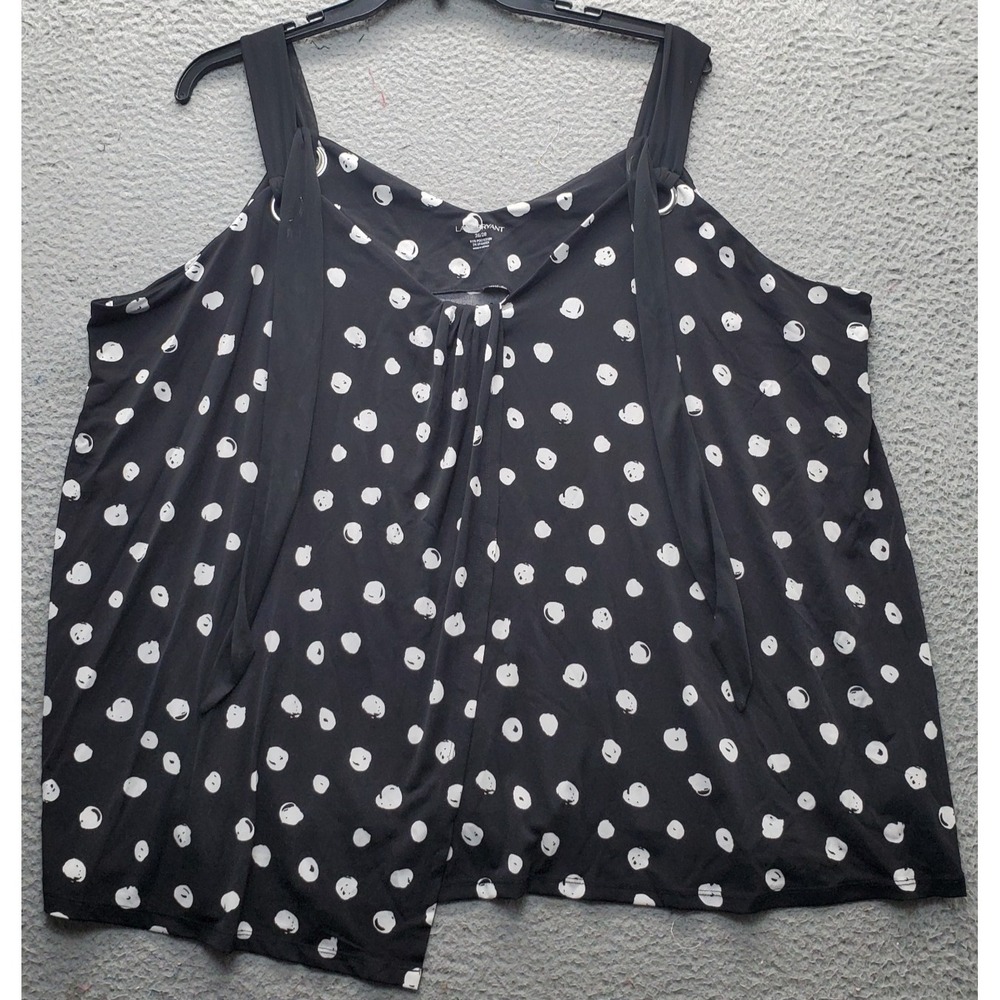 Lane Bryant Tank Top Womens 26/28 Multi Polka Dot‎ Pleated Wide Strap Wrap Front